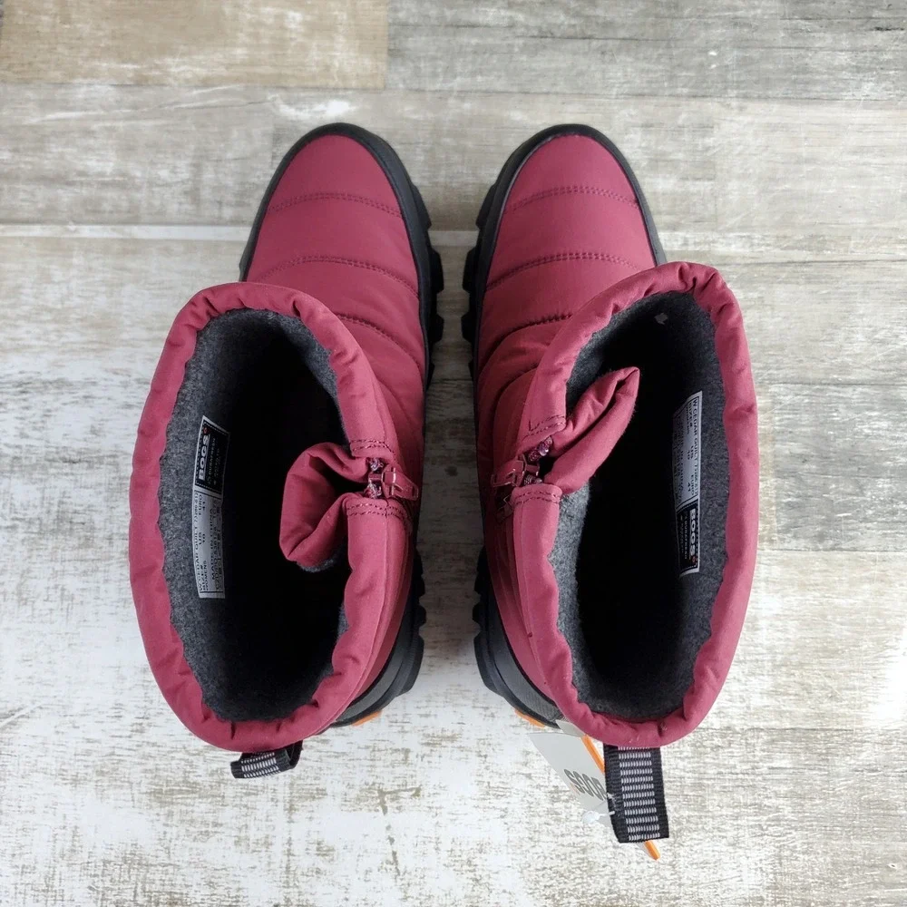 Bogs Cedar Quilt Womens Ankle Boots Sz 10 Garnet Waterproof Side Zip Round Toe